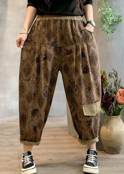 Stylish Purple Print Linen Harem Pants Summer TQ1034 - fabuloryshop