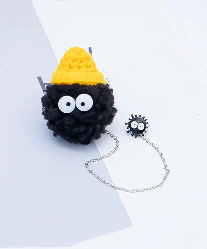 Stylish Yellow Black Chain Sprite Ball Brooches Ada Fashion