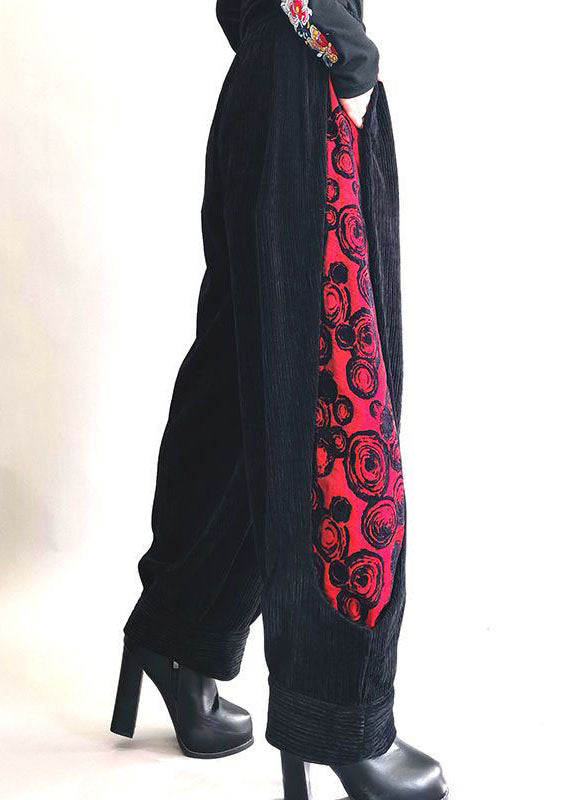 Stylish Yellow Jacquard Pockets Patchwork Corduroy Pants Spring LY4555 - fabuloryshop