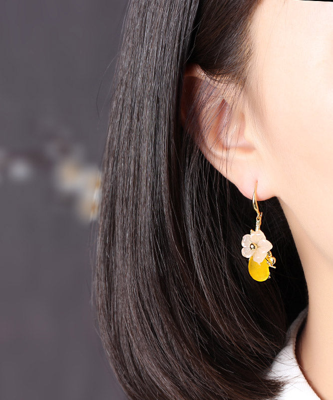 Stylish Yellow Overgild Synthetic Flower Drip Drop Earrings LY2203 - fabuloryshop