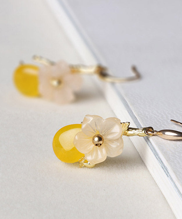 Stylish Yellow Overgild Synthetic Flower Drip Drop Earrings LY2203 - fabuloryshop