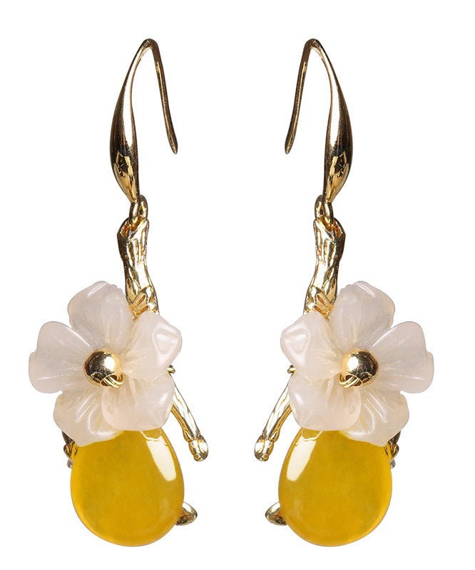 Stylish Yellow Overgild Synthetic Flower Drip Drop Earrings LY2203 - fabuloryshop