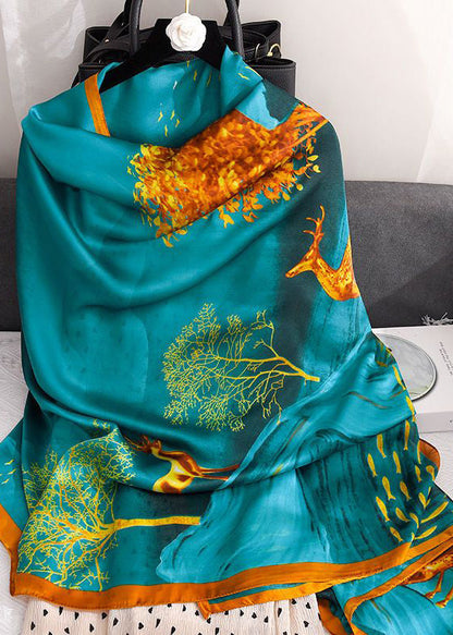 Stylish Yellow Print Silk Scarf Shawl Ada Fashion