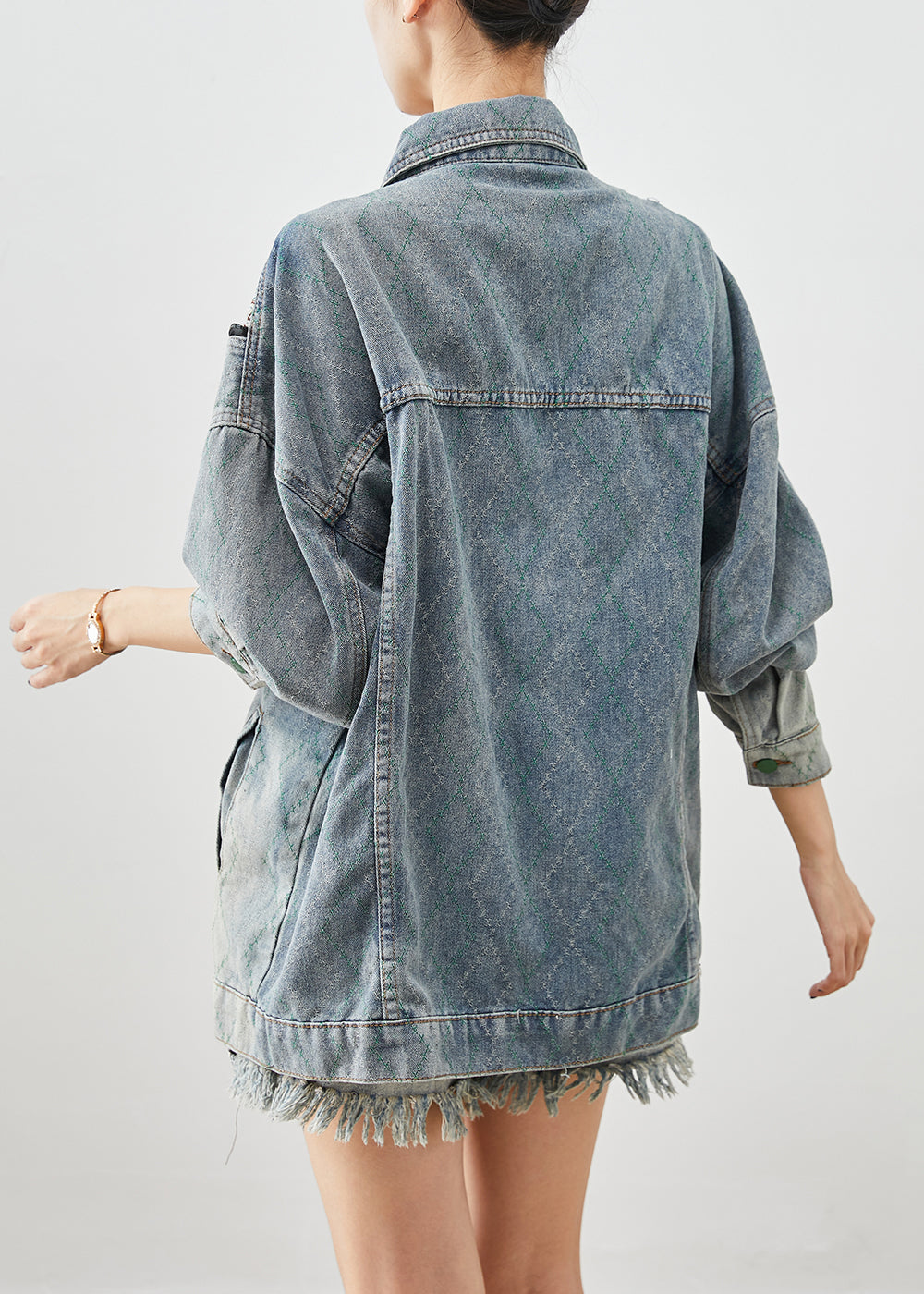 Stylish Zip Up Patchwork Denim Coats Fall Ada Fashion