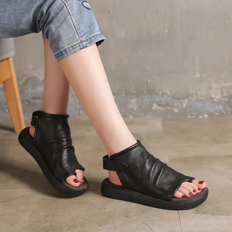 Summer Slingback Handmade Retro Flat Sandals Ada Fashion