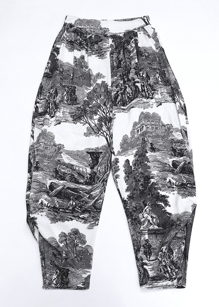 Summer Women Loose Pockets Landscape Painting Haren Pants Ada Fashion