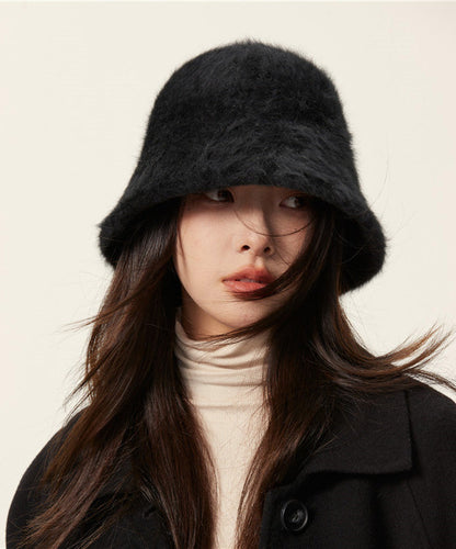 Unique Black Faux Fur Cloche Hat LY545 - fabuloryshop