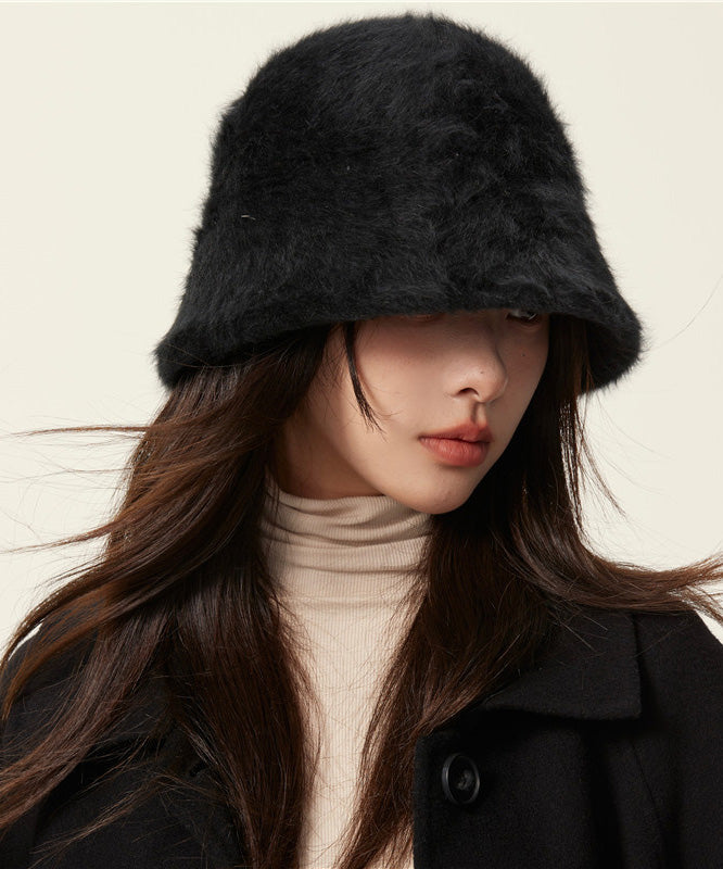 Unique Black Faux Fur Cloche Hat LY545 - fabuloryshop
