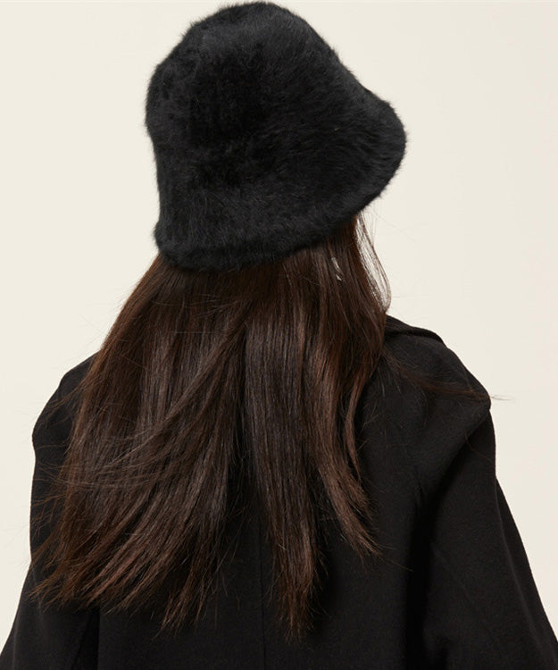 Unique Black Faux Fur Cloche Hat LY545