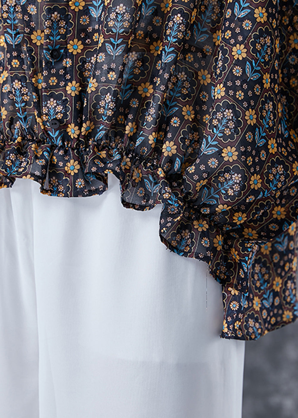 Unique Black Oversized Print Wrinkled Cotton Shirt Batwing Sleeve LY5043 - fabuloryshop