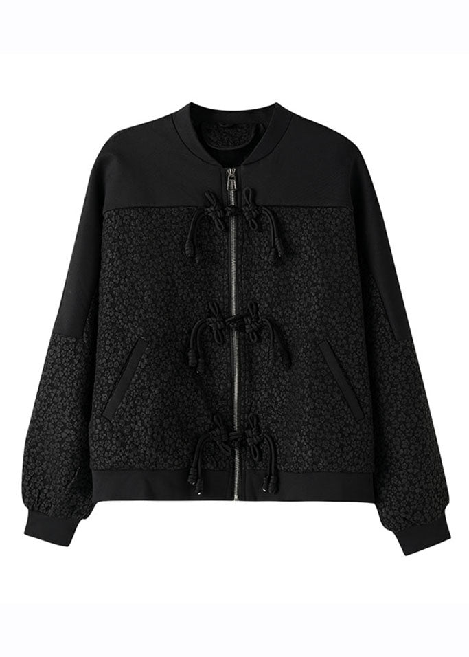 Unique Black Zippered Patchwork Button Coats Fall Ada Fashion