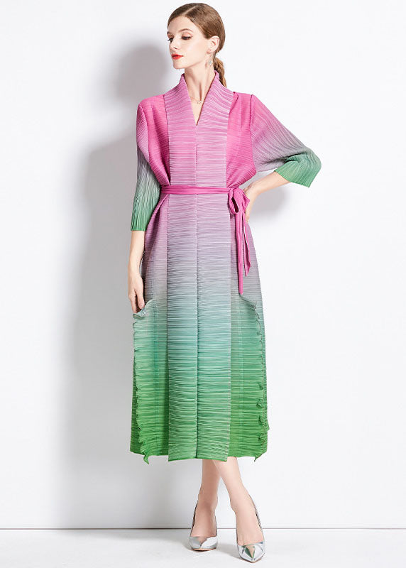 Unique Blue Gradient Ruffled Tie Waist Patchwork Chiffon Long Dress Summer LY7441 - fabuloryshop