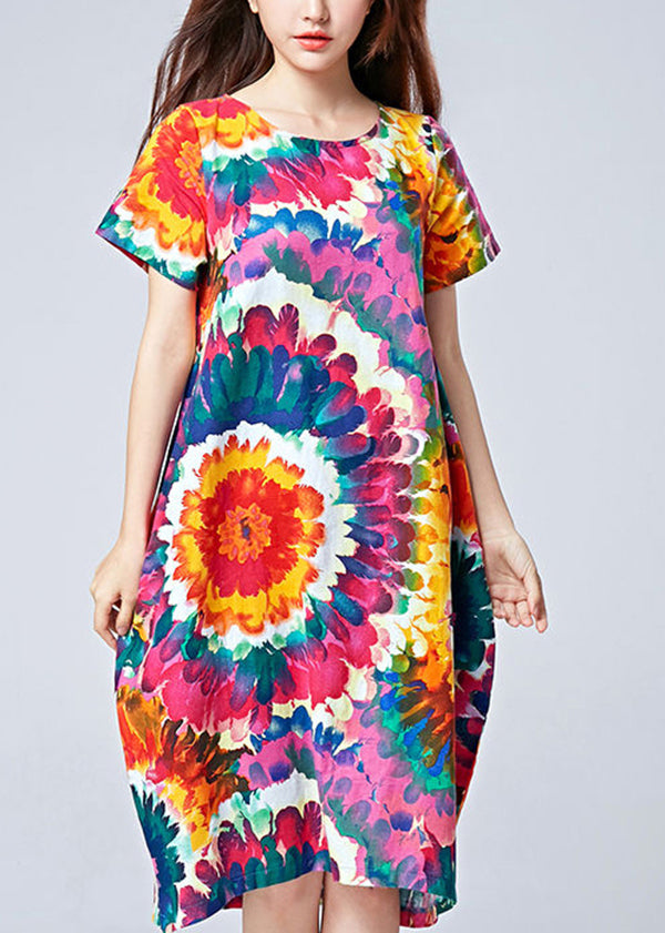 Unique Blue Oversized Print Cotton Beach Dresses Summer LY0904 - fabuloryshop