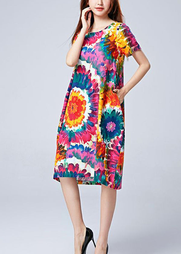 Unique Blue Oversized Print Cotton Beach Dresses Summer LY0904 - fabuloryshop