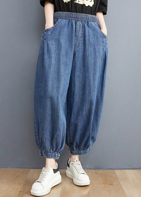 Unique Blue Patchwork Elastic Waist Denim Lantern Pants LY6019 - fabuloryshop