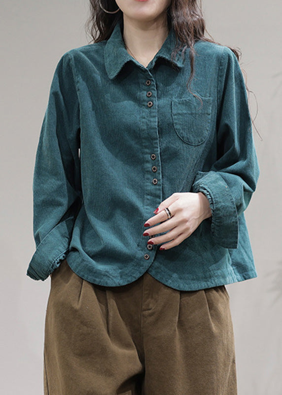 Unique Blue Peter Pan Collar Corduroy Coats Long Sleeve LY5011 - fabuloryshop