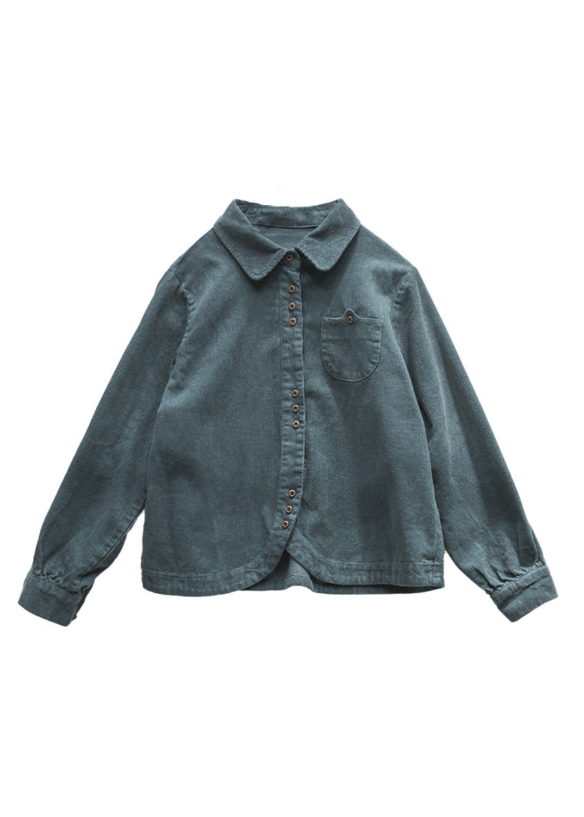 Unique Blue Peter Pan Collar Corduroy Coats Long Sleeve LY5011 - fabuloryshop