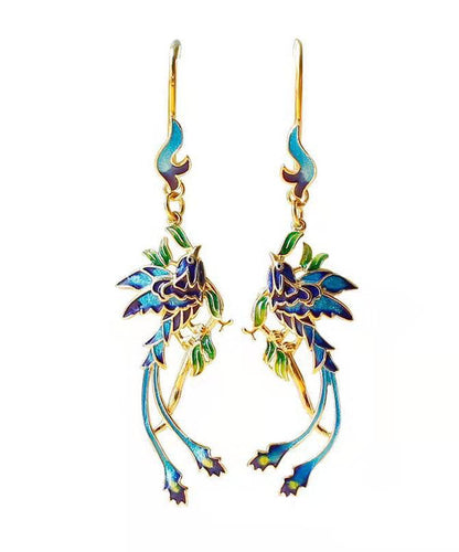 Unique Blue Sterling Silver Overgild Cloisonne Drop Earrings TW1025 - fabuloryshop