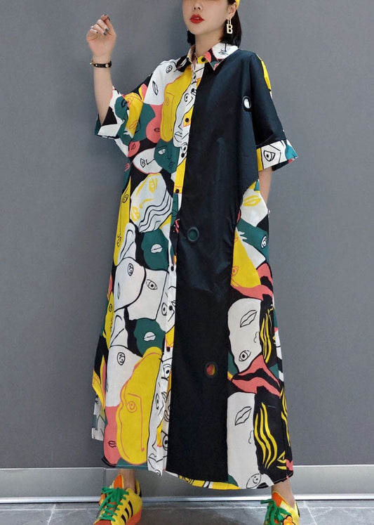 Unique Colorblock Asymmetrical Print Original Design Cotton Dresses Summer LY1655 - fabuloryshop