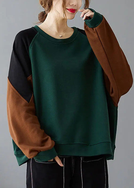 Unique Green O-Neck Thick Sweatshirts Fall Ada Fashion