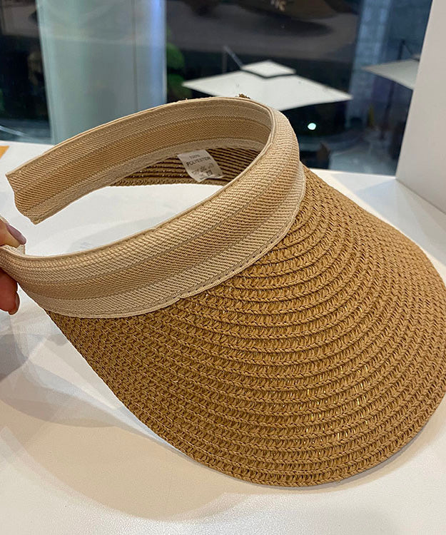 Unique Khaki Floral Straw Woven Floppy Sun Hat LY519 - fabuloryshop