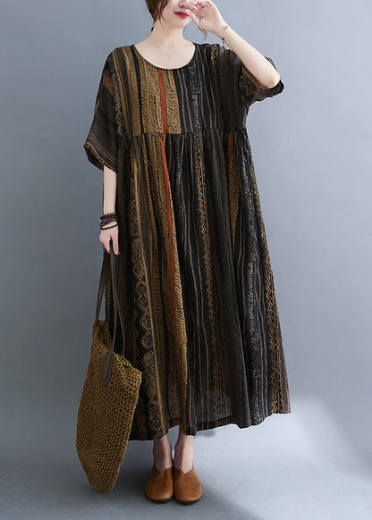 Unique Mulberry Striped Patchwork Wrinkled Maxi Dresses Summer LY6068 - fabuloryshop