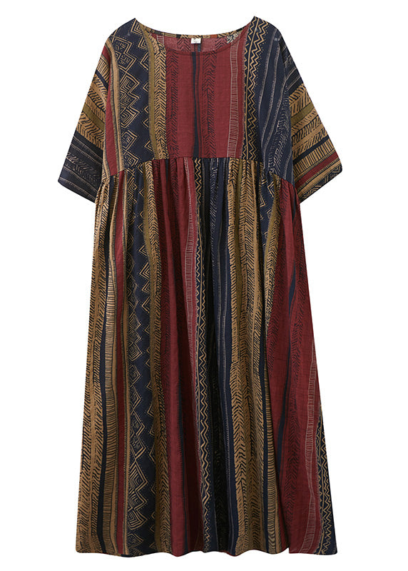 Unique Mulberry Striped Patchwork Wrinkled Maxi Dresses Summer LY6068 - fabuloryshop