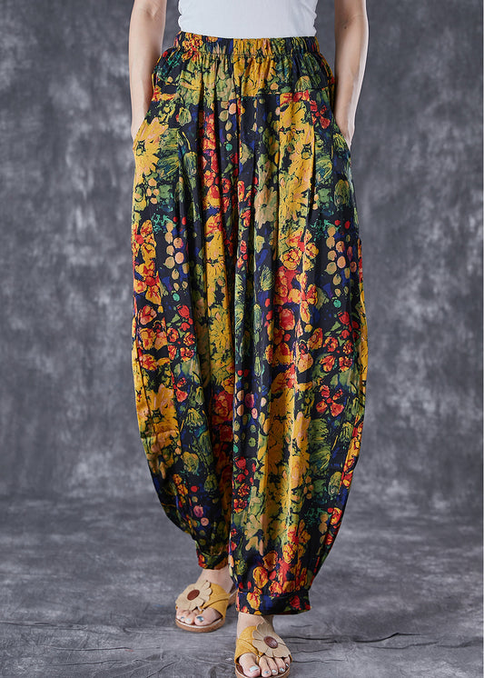 Unique Oversized Print Linen Silk Harem Pants Summer Ada Fashion