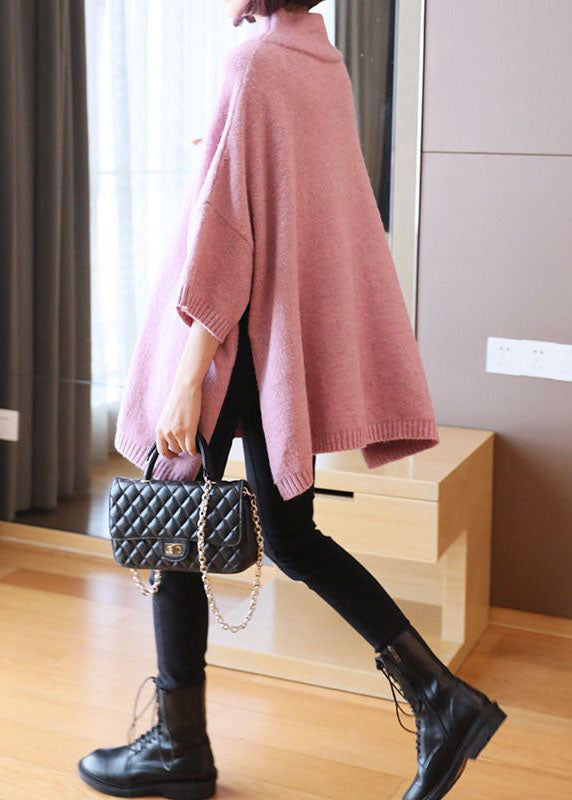 Unique Pink Oversized Side Open Knitted Tops  Spring LY1450 - fabuloryshop