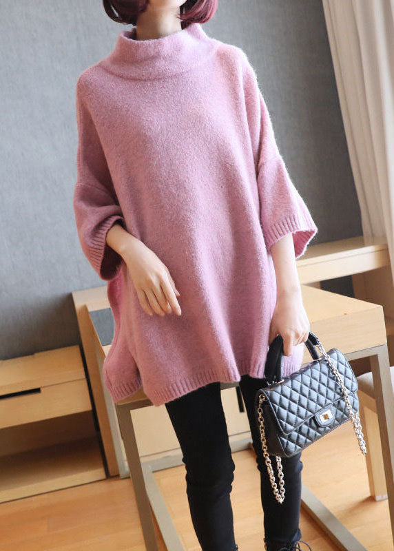 Unique Pink Oversized Side Open Knitted Tops  Spring LY1450 - fabuloryshop