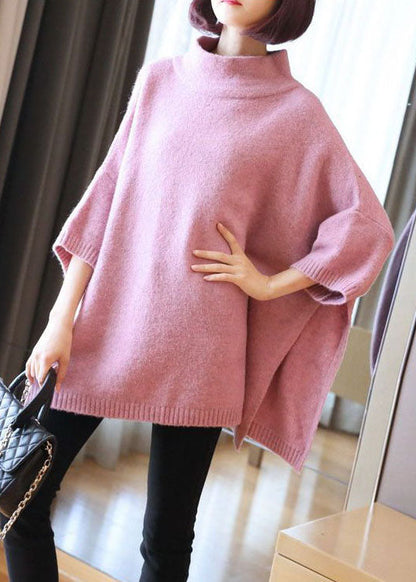 Unique Pink Oversized Side Open Knitted Tops  Spring LY1450 - fabuloryshop