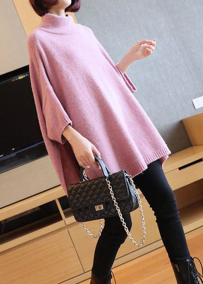 Unique Pink Oversized Side Open Knitted Tops  Spring LY1450 - fabuloryshop