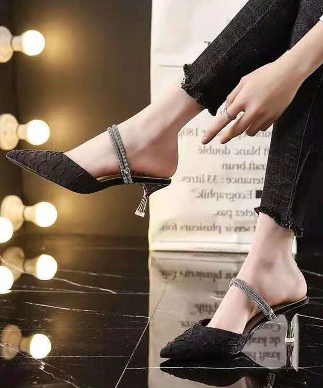 Unique Pointed Toe Stiletto Black Genuine Leather Wear On Both Sides LC0168 - fabuloryshop