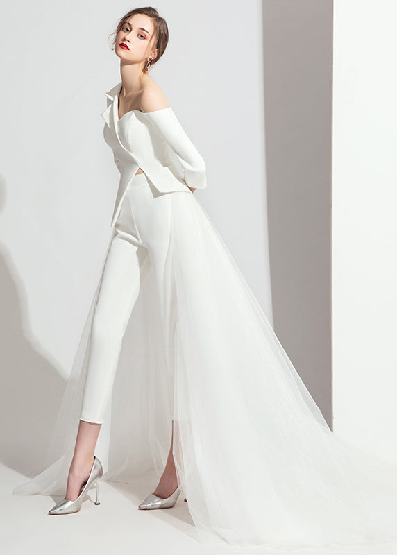 Unique Red Asymmetric Off Shoulder Design Tulle Patchwork Set Autumn Ada Fashion
