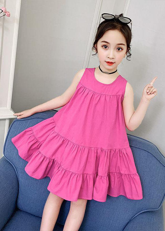 Unique Rose Ruffled Patchwork Cotton Kids Girls Dress Summer LY5463 - fabuloryshop