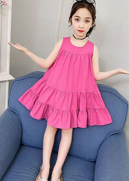 Unique Rose Ruffled Patchwork Cotton Kids Girls Dress Summer LY5463 - fabuloryshop