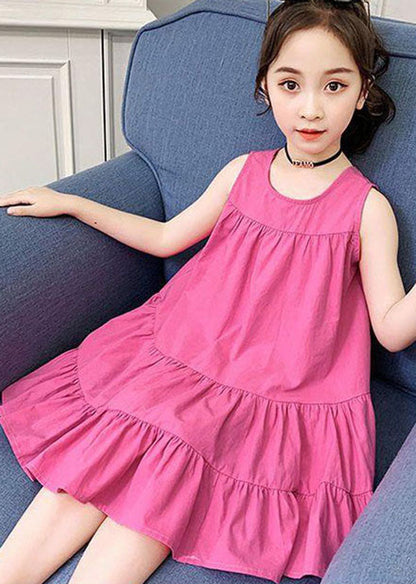 Unique Rose Ruffled Patchwork Cotton Kids Girls Dress Summer LY5463 - fabuloryshop