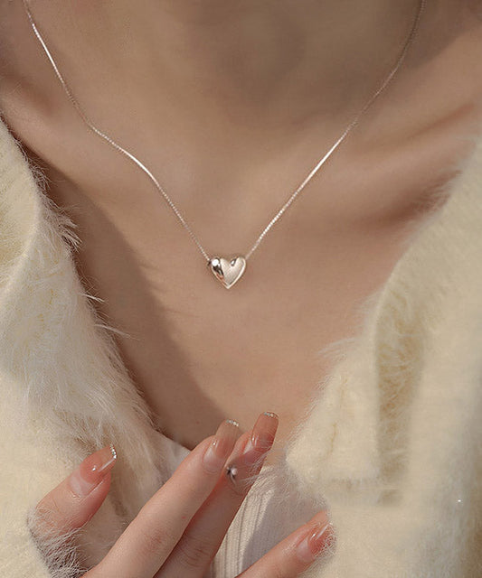 Unique Silk Sterling Silver Heart Pendant Necklace