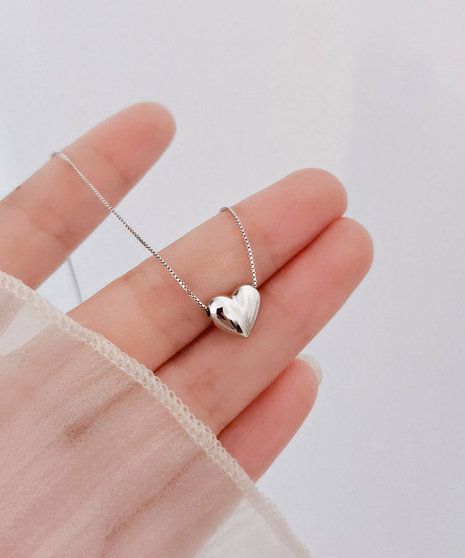 Unique Silk Sterling Silver Heart Pendant Necklace - fabuloryshop