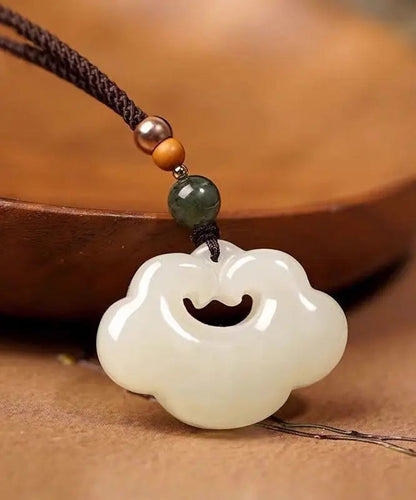 Unique White Hand Knitting Jade Pendant Necklace Ada Fashion