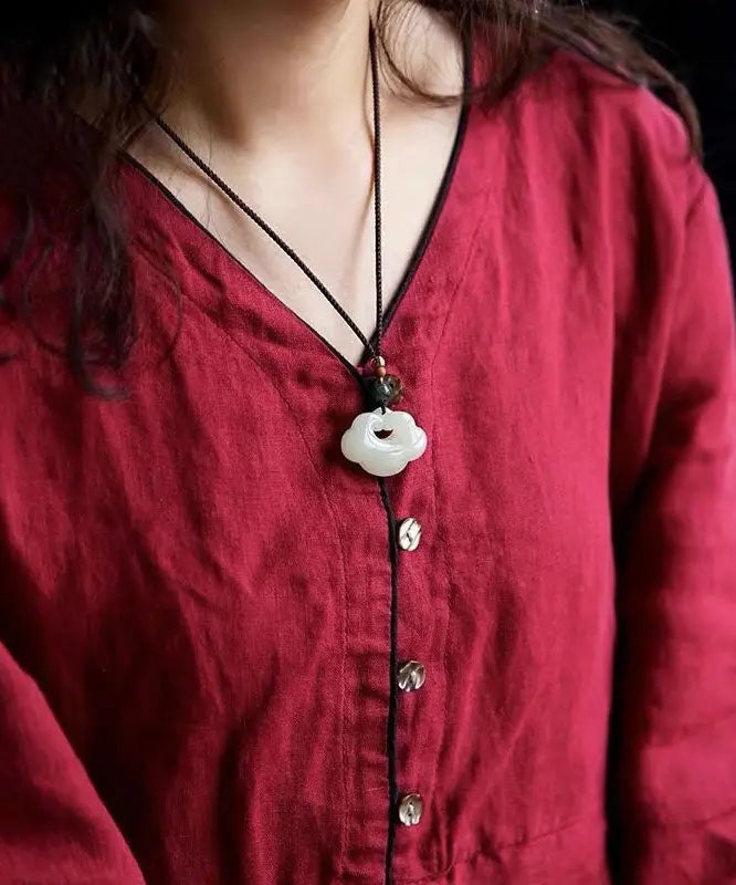 Unique White Hand Knitting Jade Pendant Necklace Ada Fashion