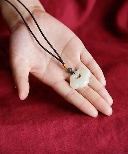 Unique White Hand Knitting Jade Pendant Necklace Ada Fashion