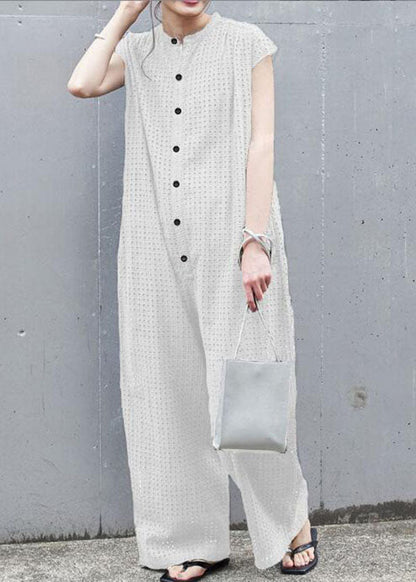 Unique White Hollow Out Cotton Wide Leg Jumpsuit Summer LY2121 - fabuloryshop