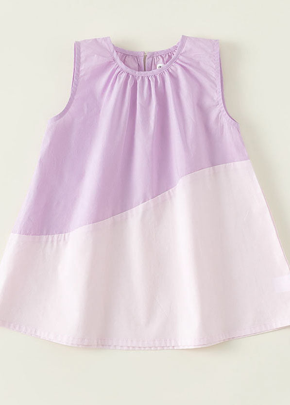 Unique Yellow O Neck Patchwork Cotton Baby Girls Dresses Sleeveless LY5515 - fabuloryshop