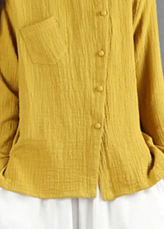 Unique Yellow Patchwork Shirt Long Sleeve Ada Fashion