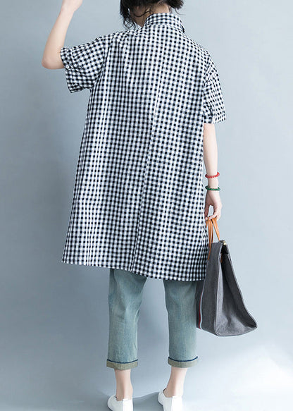 Cotton Black White Plaid Shirts - fabuloryshop