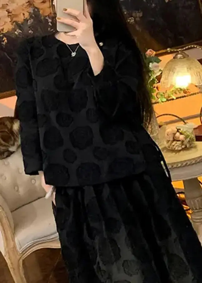 Vintage Apricot O-Neck Asymmetrical Button Tops Long Sleeve Ada Fashion