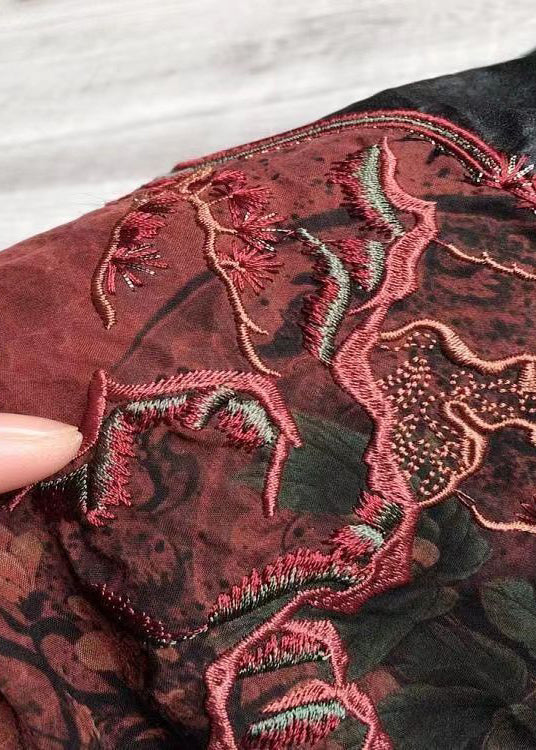 Vintage Black Embroideried Chinese Button Silk Jacket Bracelet Sleeve LY0695 - fabuloryshop