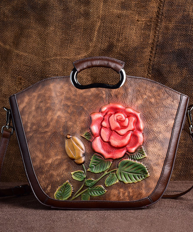 Vintage Brown Flower Handbag - fabuloryshop