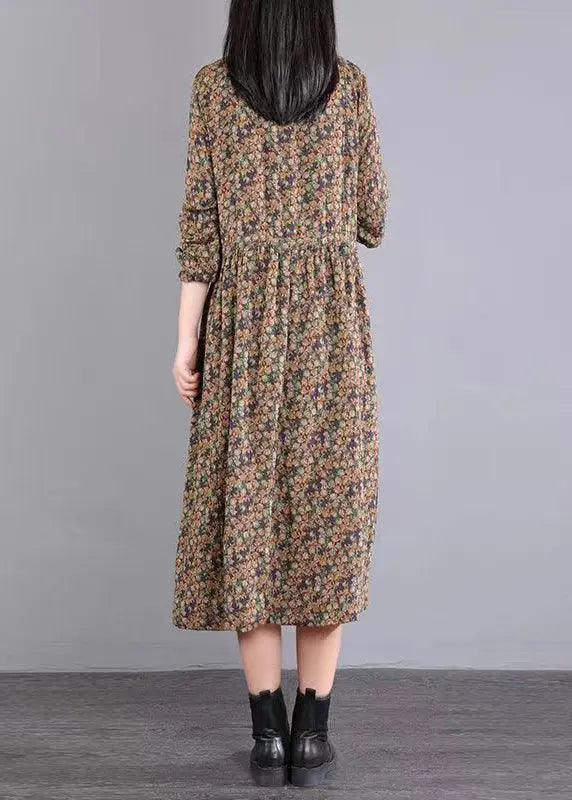 Vintage Flower Knitted Lace Drawstring Splice Fake Two Piece Dress Autumn Ada Fashion